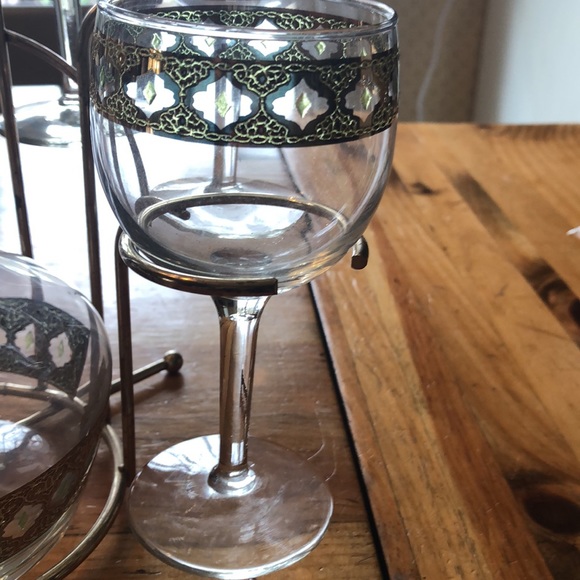 Culver glass mid-century cocktail/wine, decanter set with metal stand circa 1962 - Picture 3 of 7